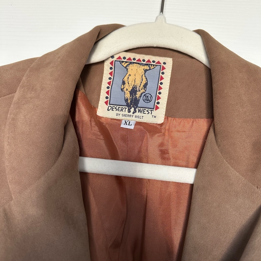 Vintage Desert West Women's Western Suede Summer Tan Blazer Festival Jacket - Picture 2 of 4